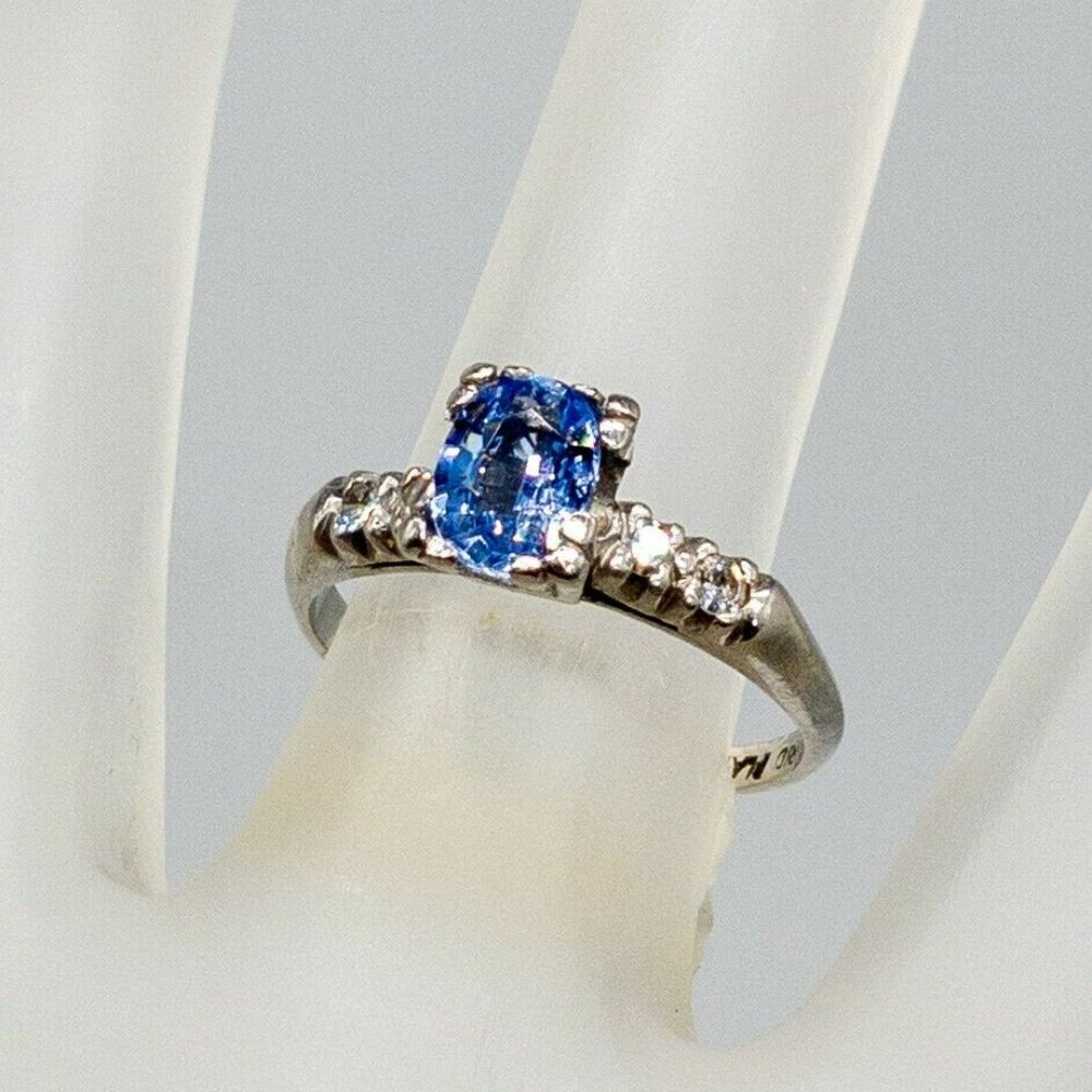 2CT NATURAL SAPPHIRE DIAMOND WEDDING RING - Picture 2 of 5